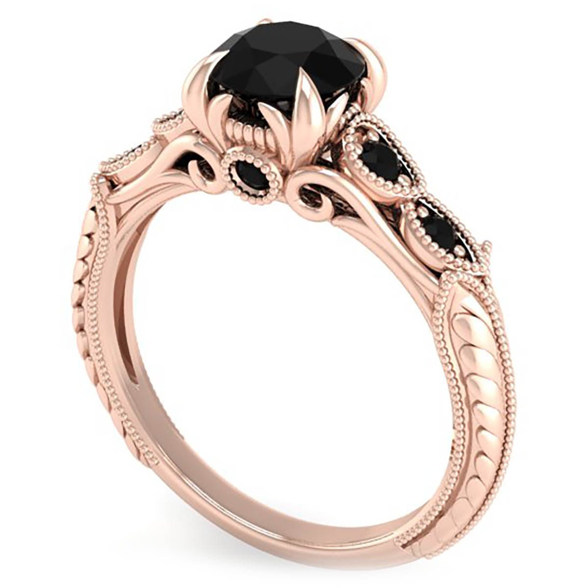 Ravencrest Black Diamond Vintage Style Engagement Ring