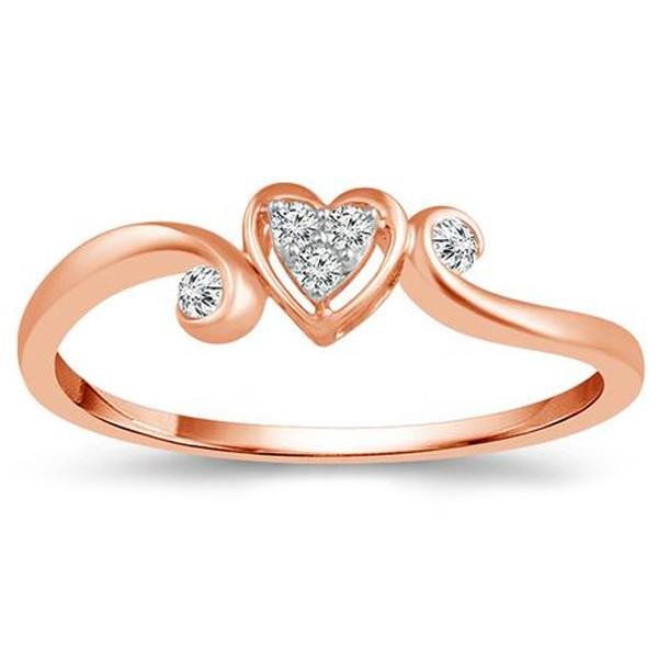 Rose Gold Heart Shape Swirl Promise Ring
