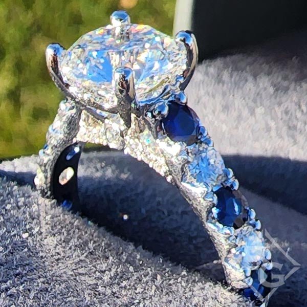 Sapphire & Diamond Shared Prong Engagement Ring
