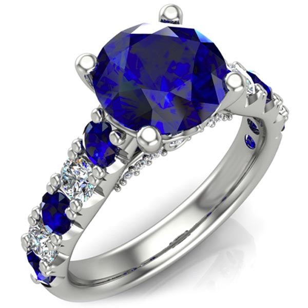 Sapphire & Diamond Shared Prong Engagement Ring