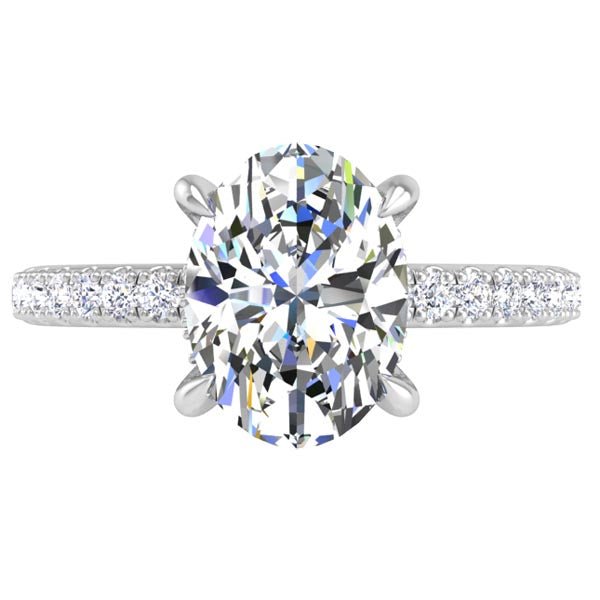 Sargus Classic Large Center Oval Diamond Shared Prong Engagement Ring