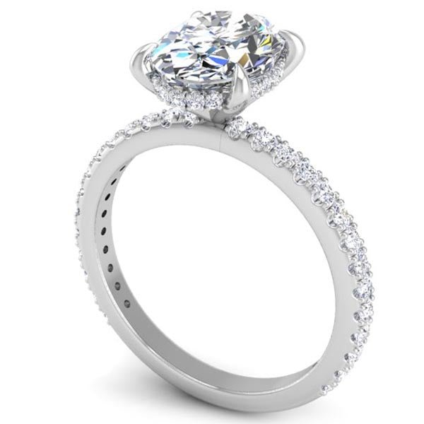 Sargus Classic Large Center Oval Diamond Shared Prong Engagement Ring