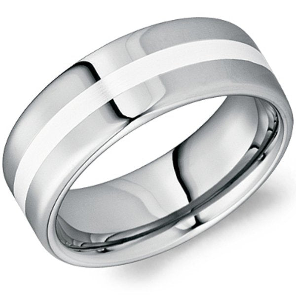 Tungsten & Silver Sandpaper Center Wedding Band