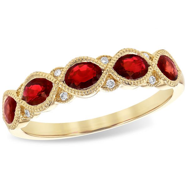 Vintage Style Ruby & Diamond Stackable Ring
