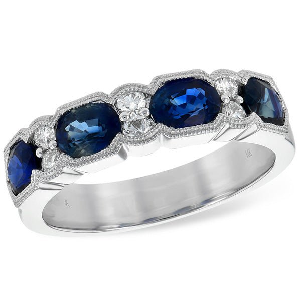 Vintage Style Stackable Blue Sapphire Diamond Band