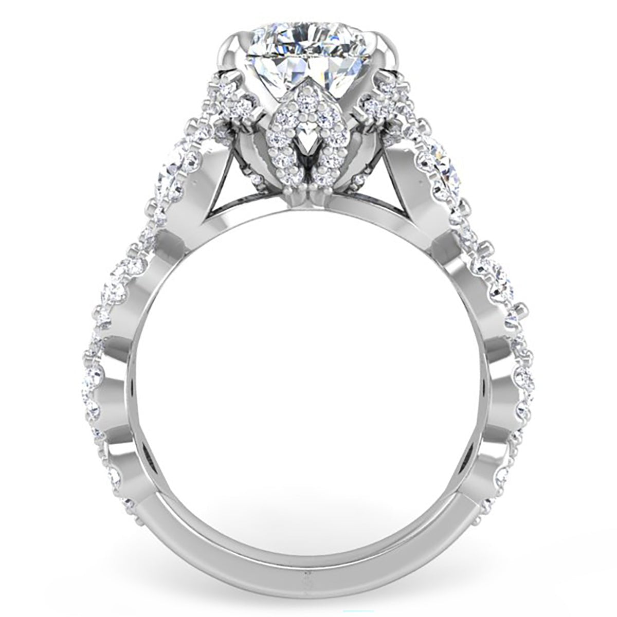 Whitney Large Pear Cut Diamond Engagement Ring with Marquise Shaped Details