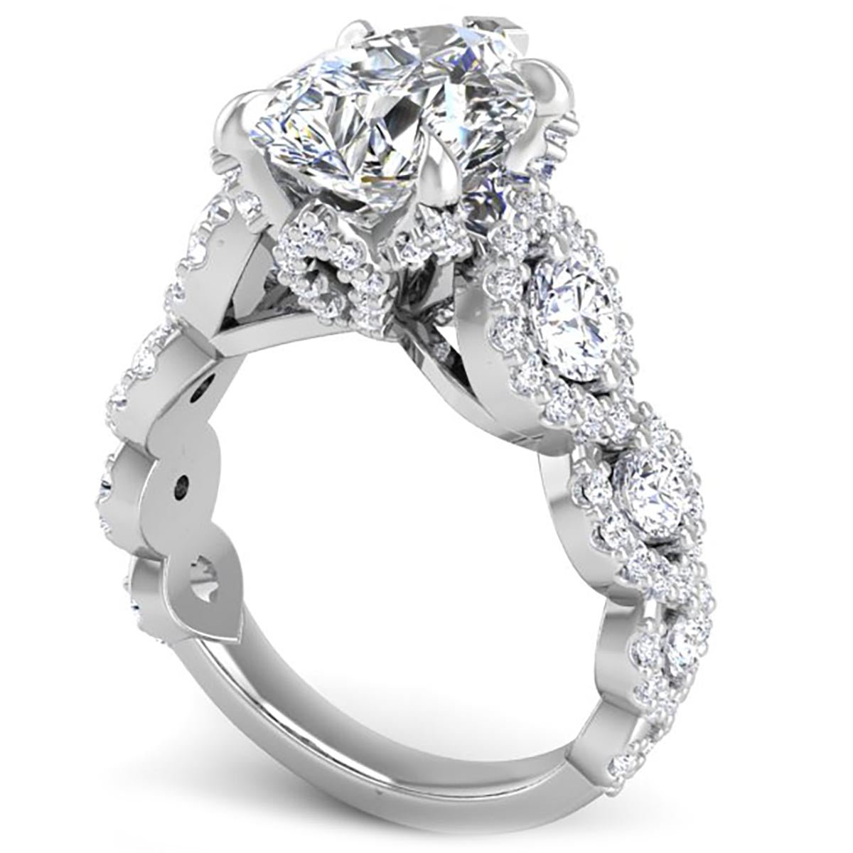 Whitney Large Pear Cut Diamond Engagement Ring with Marquise Shaped Details