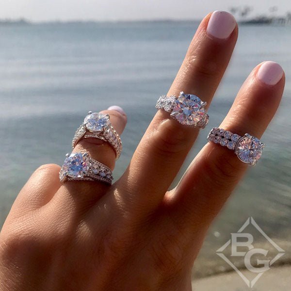 Whitney Large Round Mined Diamond Engagement Ring with Marquise Shaped Details