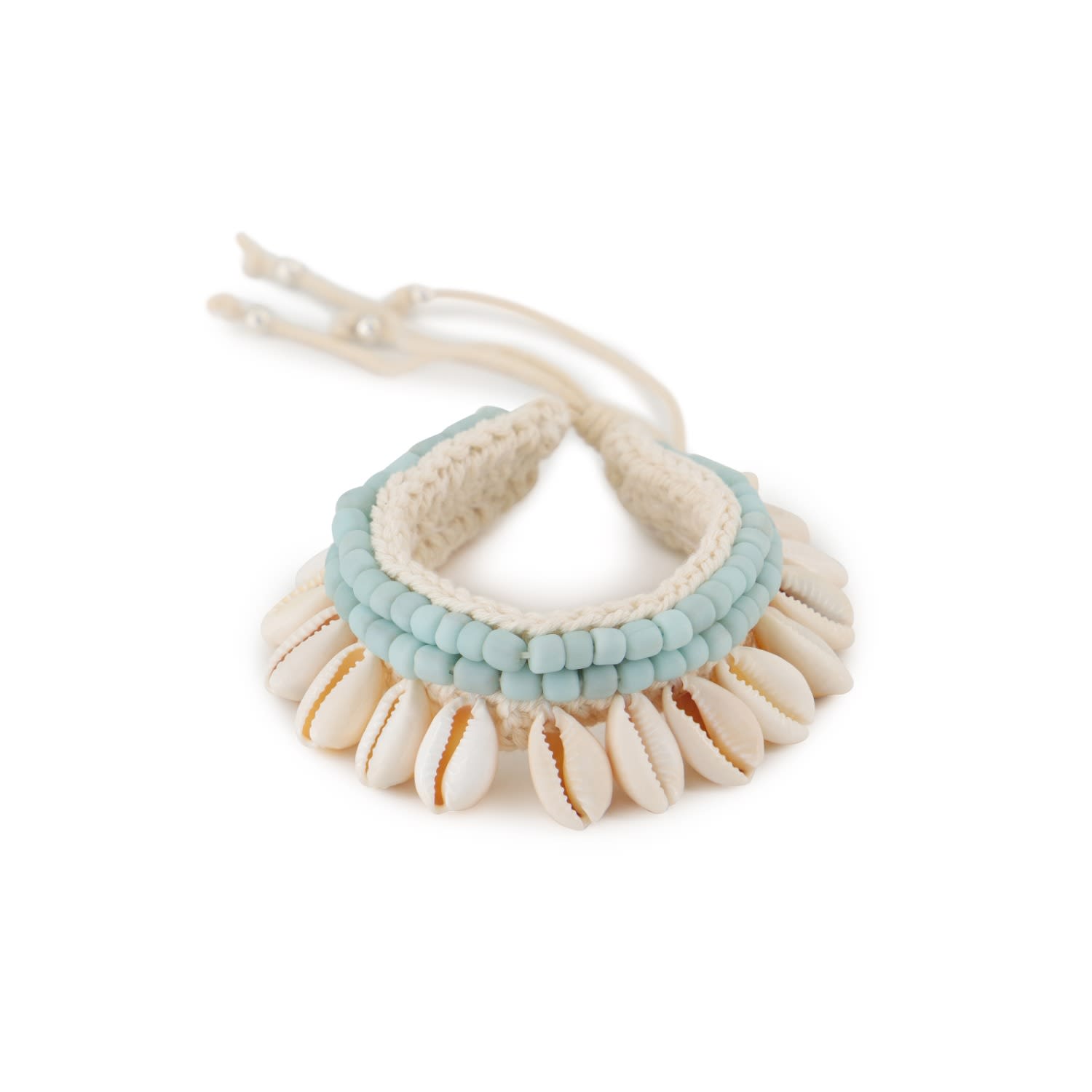 Bene Cowrie Shell & Beaded Macrame Bracelet - Blue