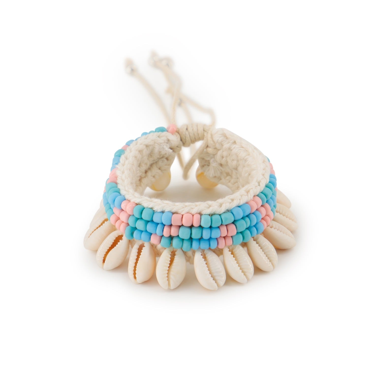 Bene Cowrie Shell & Beaded Macrame Bracelet - Sunrise