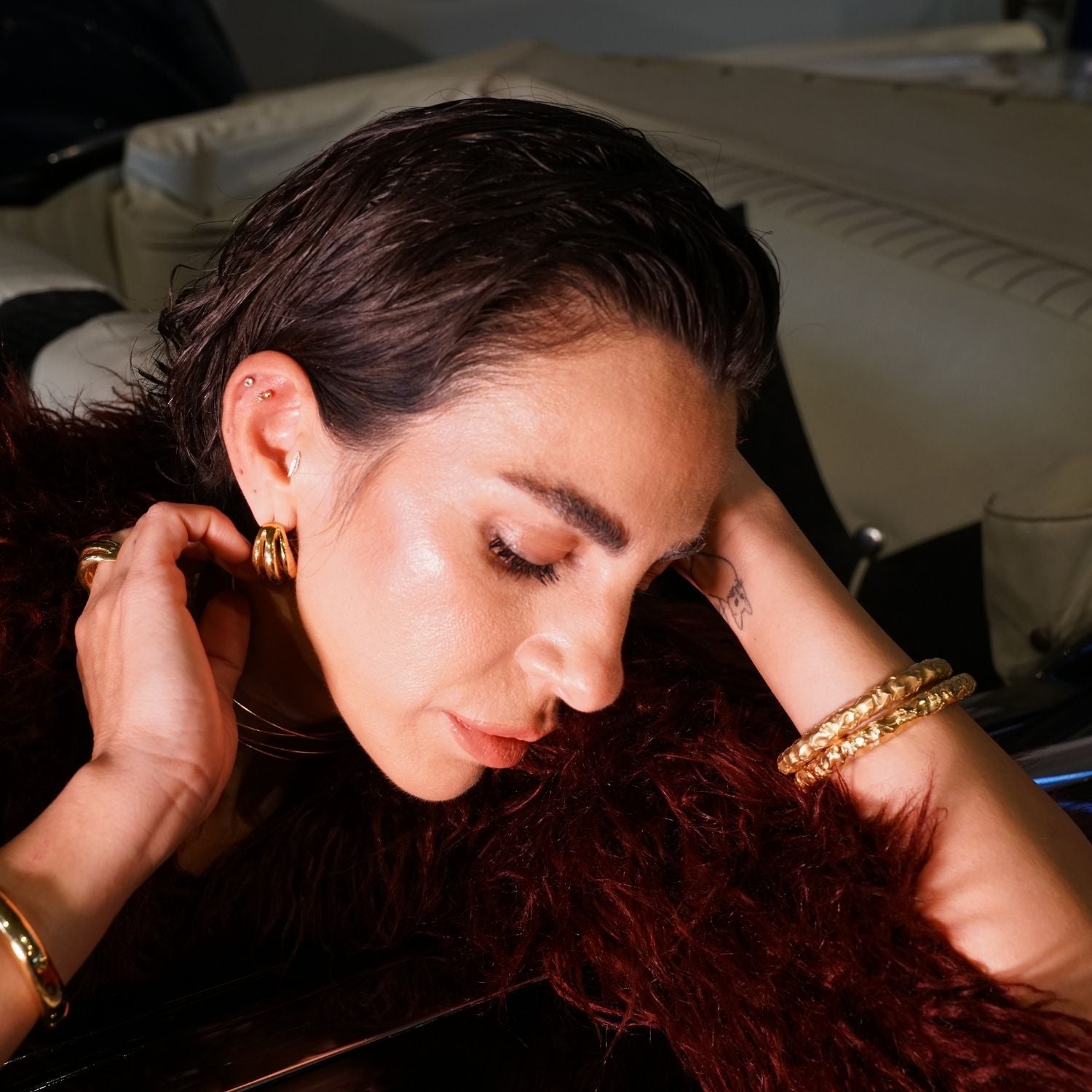 Bery Vintage Big Gold Hoop Earrings