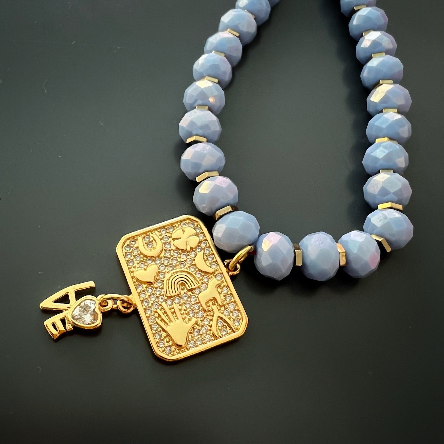 Love Protective Symbols Blue Choker Necklace - Blue