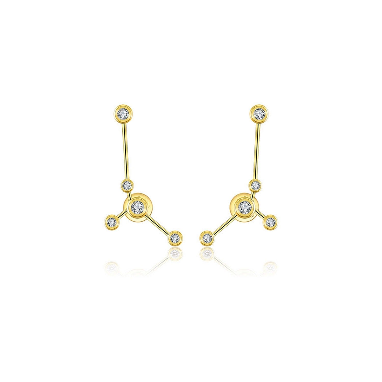 Cancer Zodiac Constellation Earring 18K Yellow Gold & Diamond