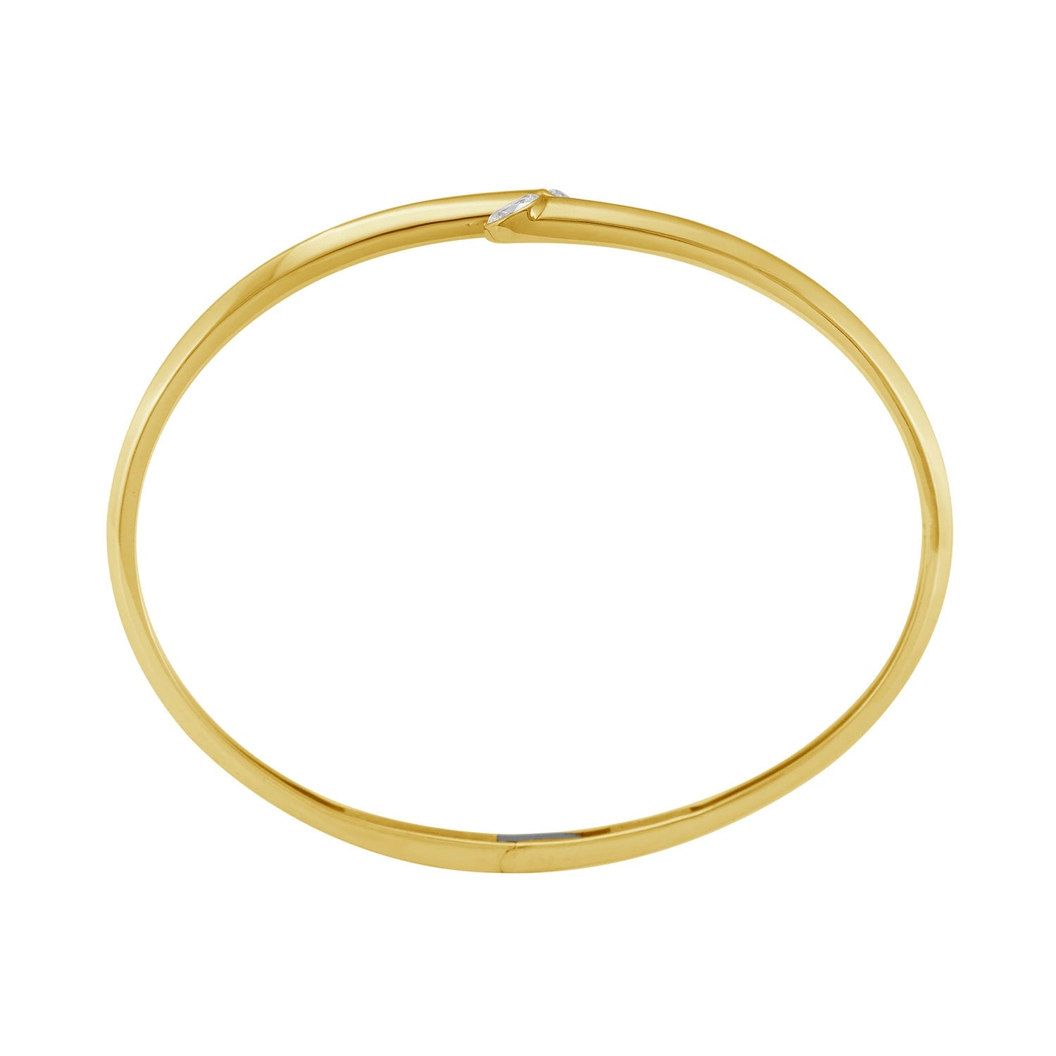 Oval Shape Bezel Set Diamond Cuff Bracelet In Yellow Gold – Elegant Everyday Fine Jewelry