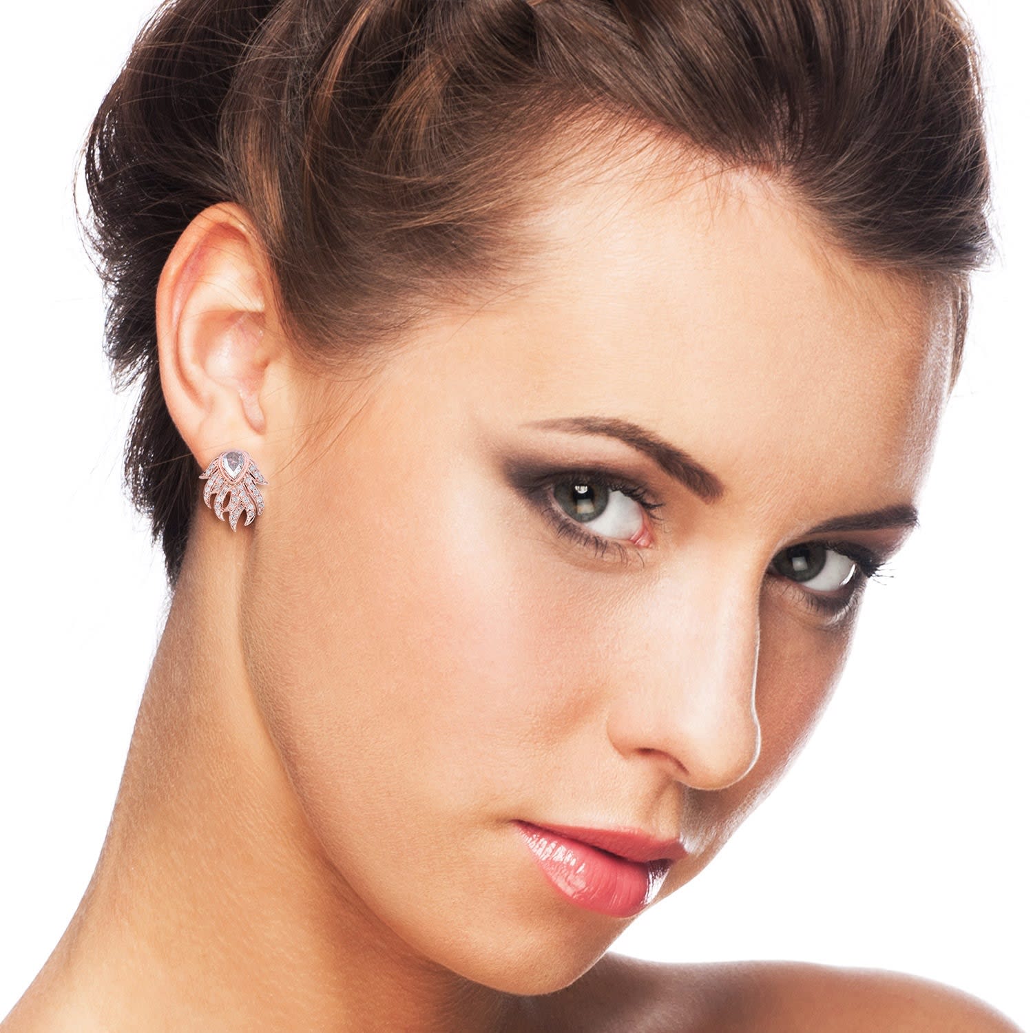 Bezel Set Diamond Studs In 18K Rose Gold – Fine Designer Earrings