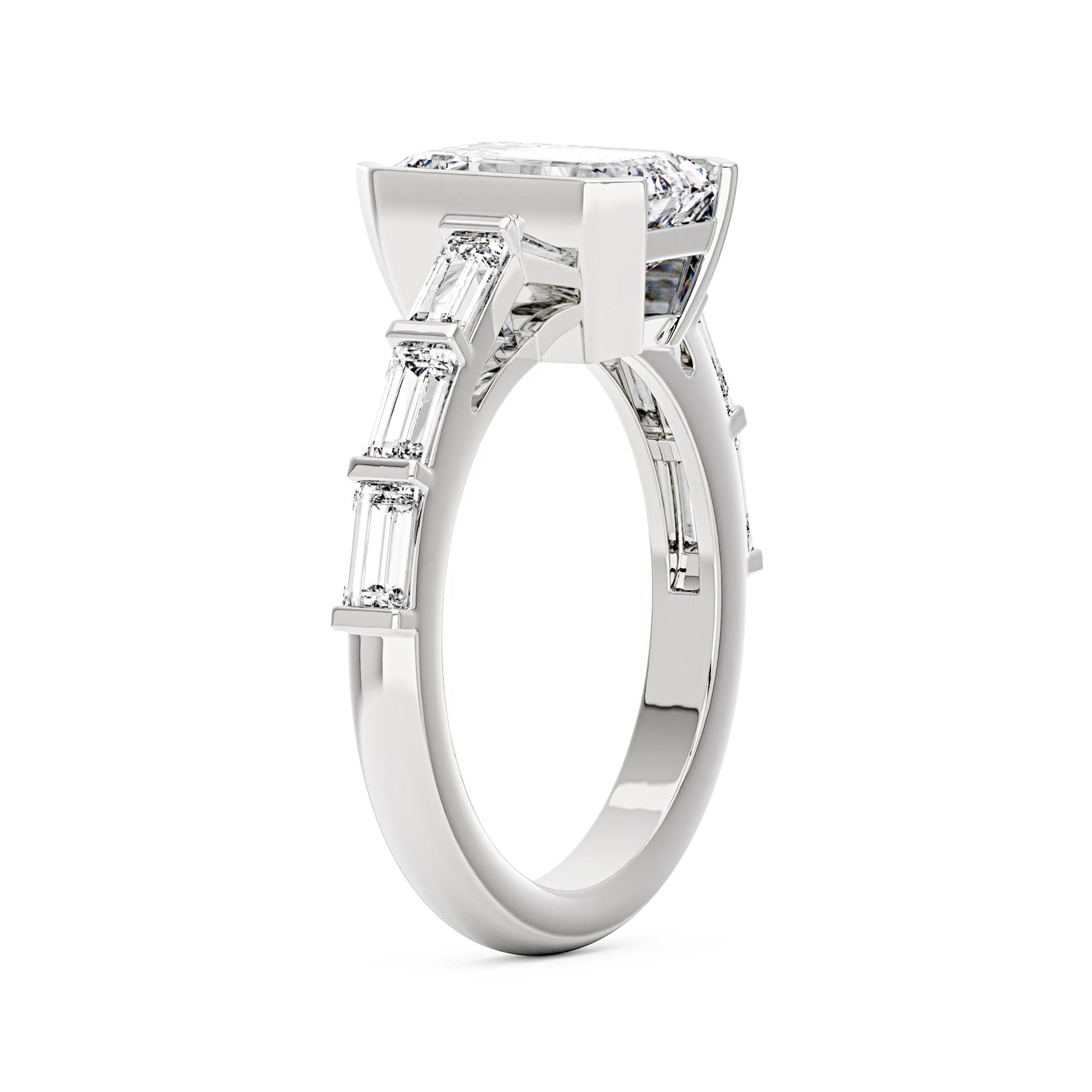 3 Carat Art Deco Emerald Moissanite Bezel Ring