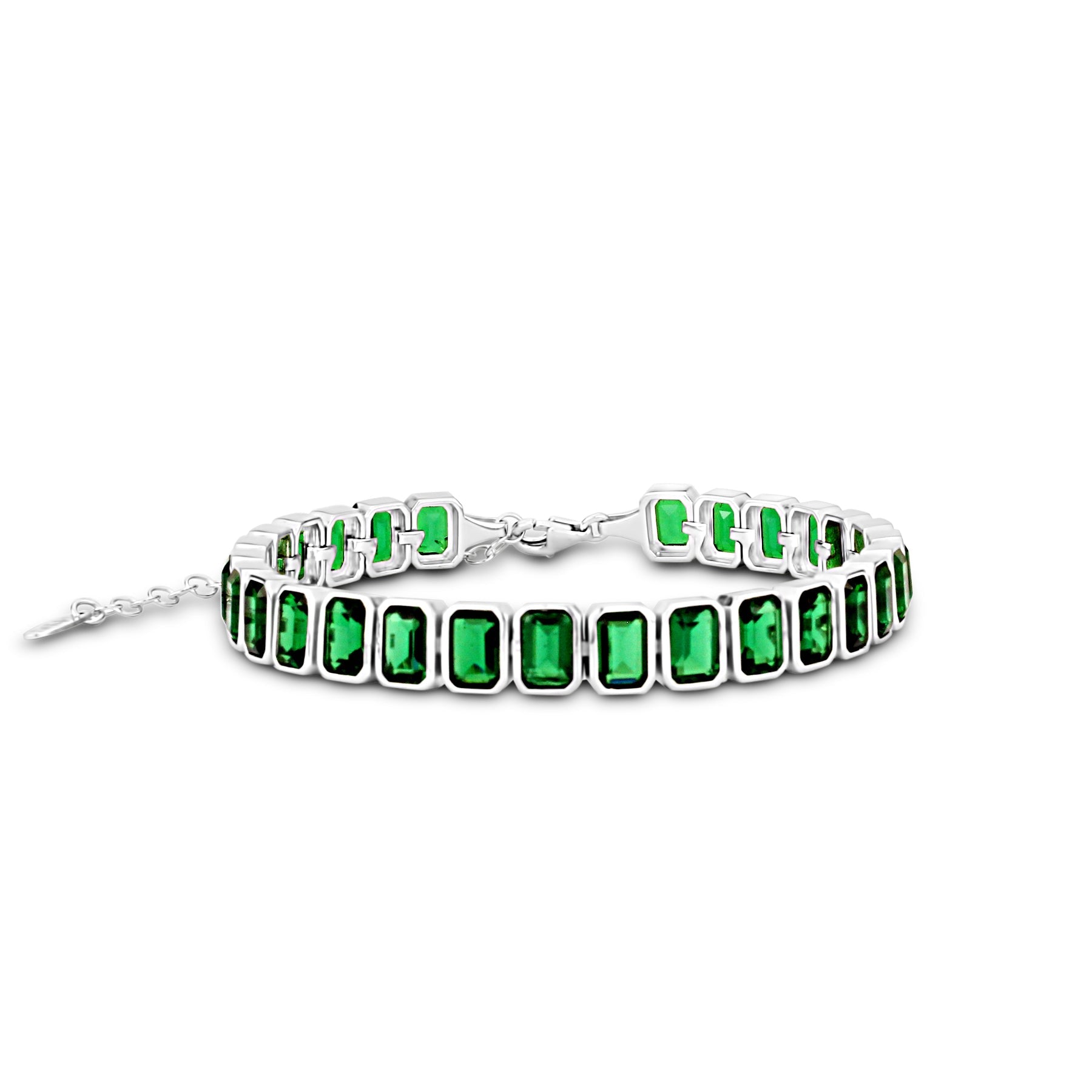Bezel-Set Color Emerald Tennis Bracelet - Green
