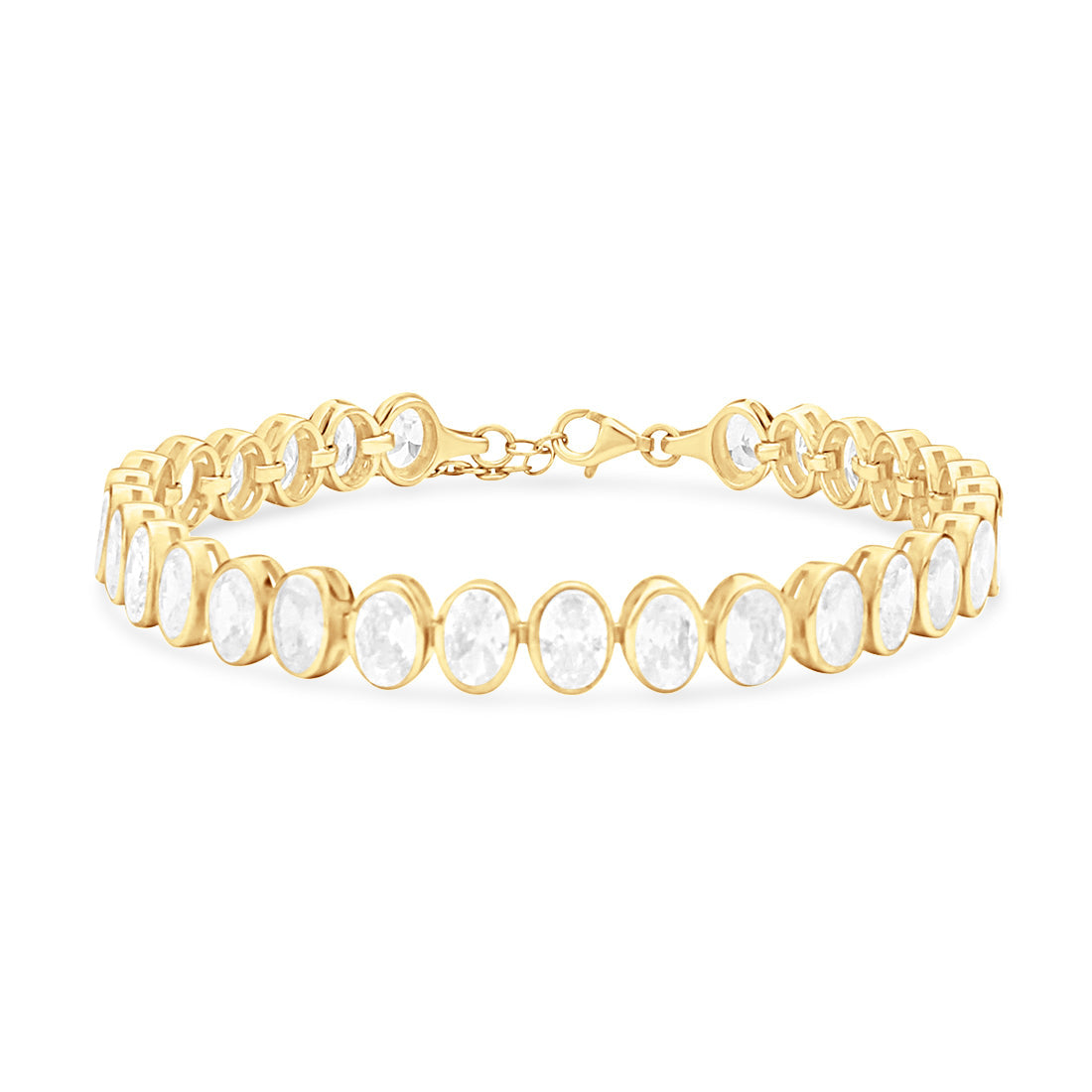 Bezel-Set Oval Tennis Statement Bracelet - Gold