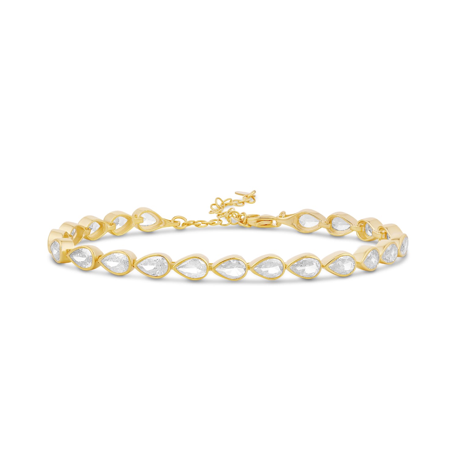 Bezel Set Pear Tennis Bracelet - Gold