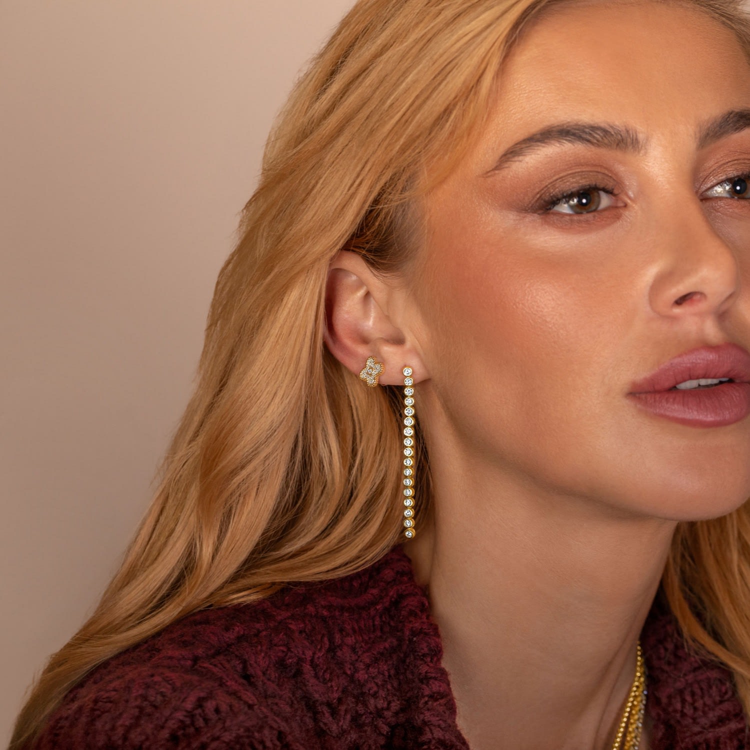 Bezel Set Tennis Drops - Gold