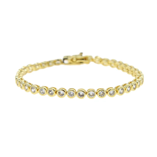 Gold Bezel Cut Tennis Bracelet