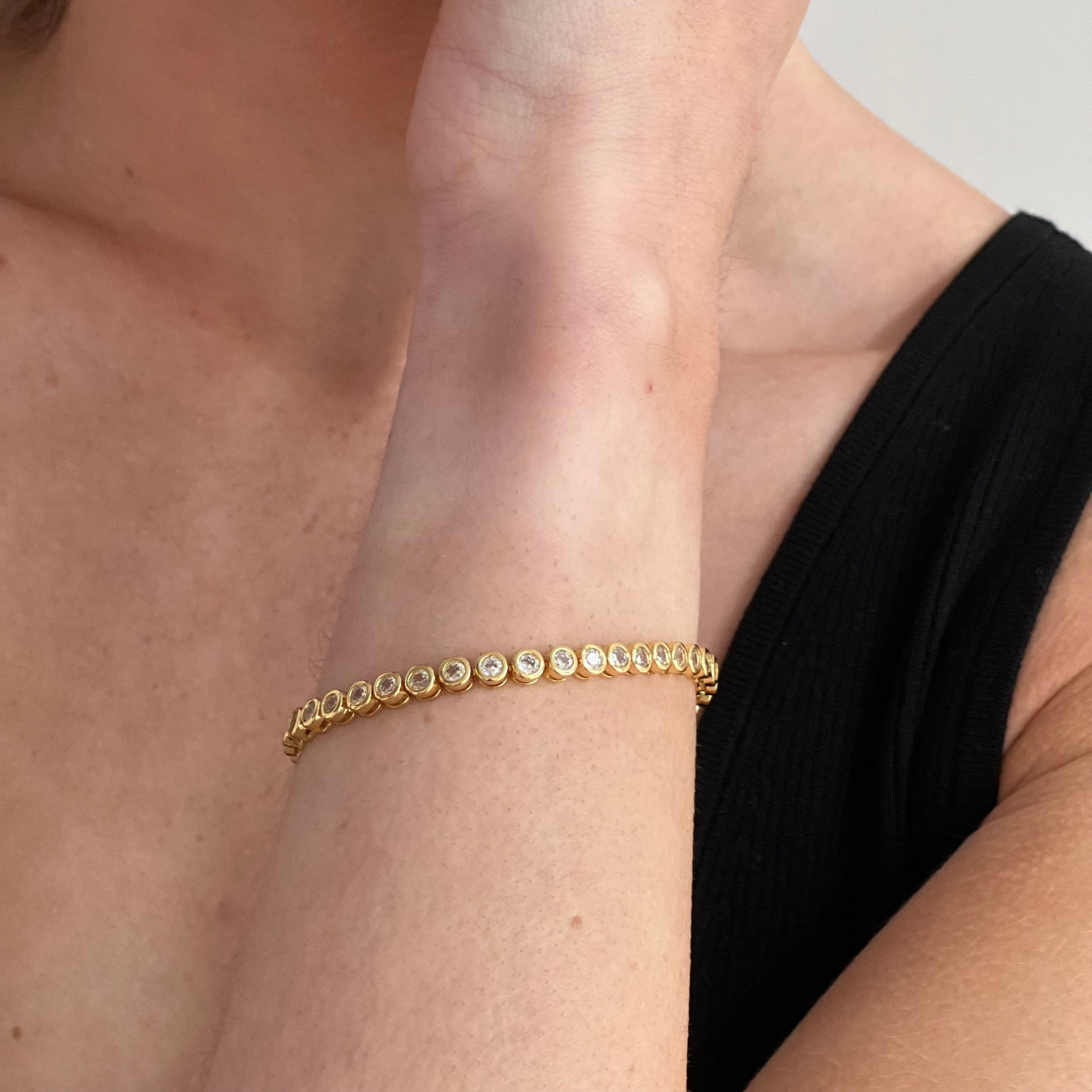 Gold Bezel Cut Tennis Bracelet