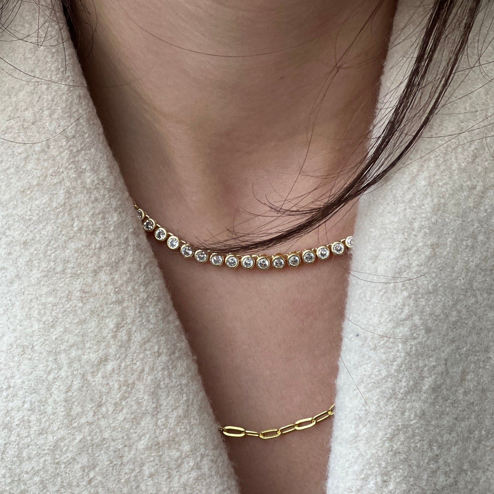 Gold Bezel Tennis Necklace