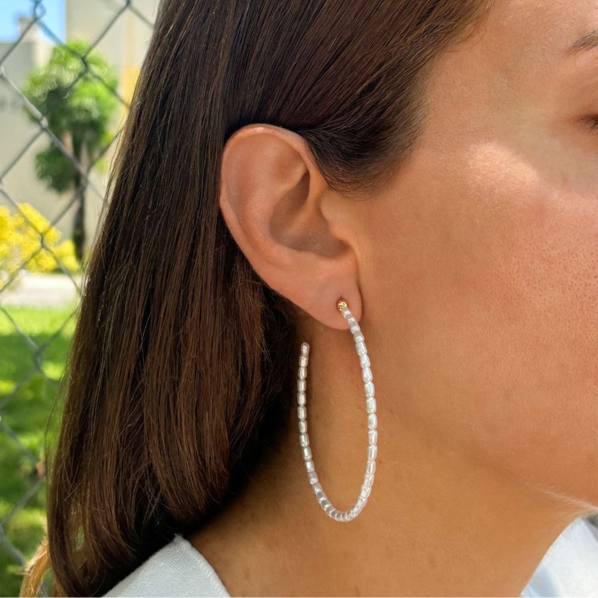 Seed Pearl Hoops gold