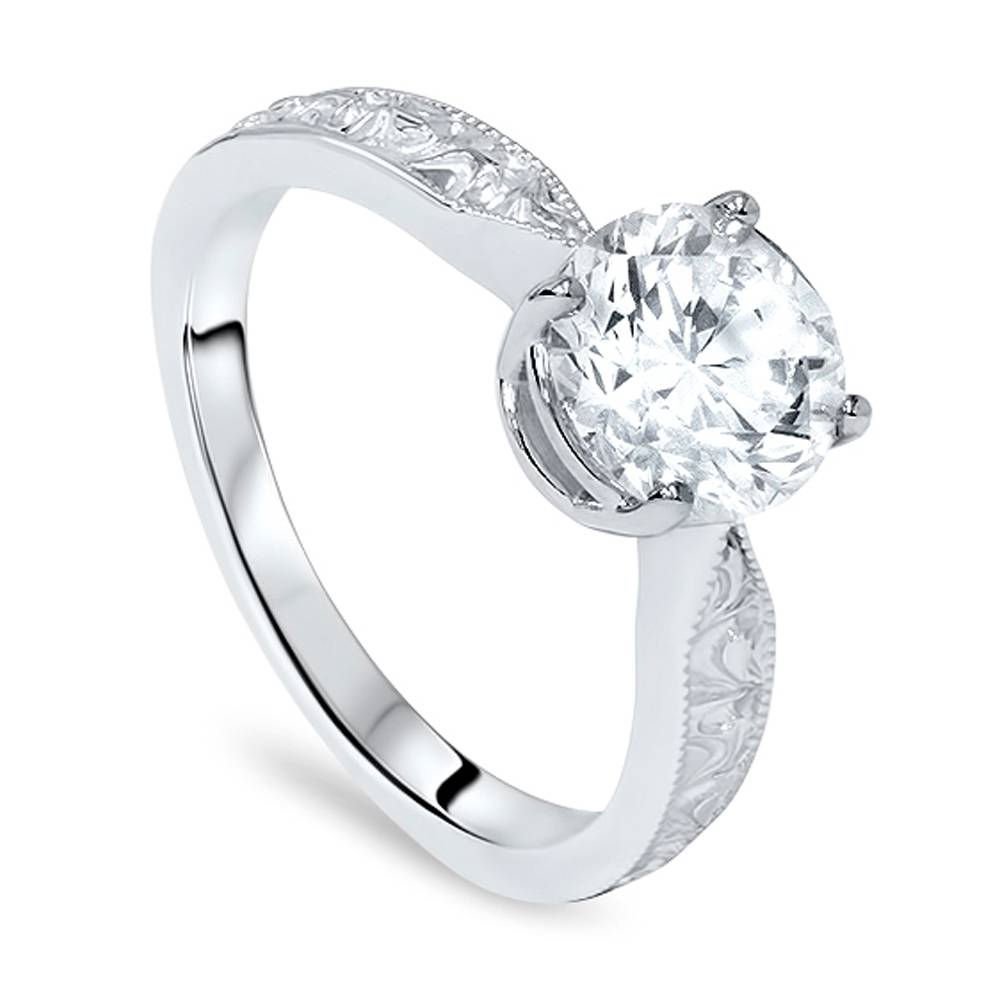 1 1/2 CT Solitaire Vintage Diamond Engagement Ring 14K White Gold