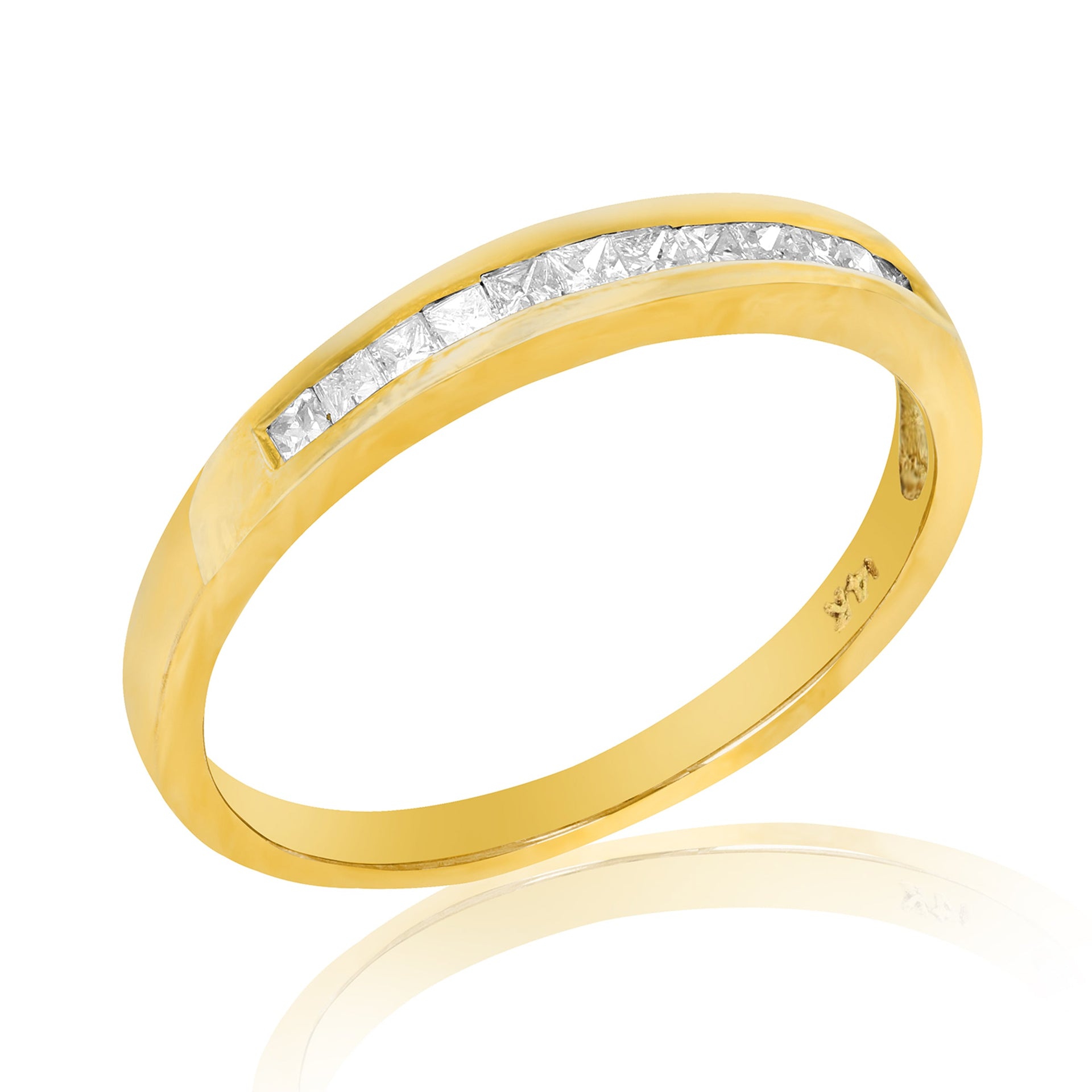 1/4 cttw Princess Cut Diamond Wedding Band 14K Yellow Gold Channel Set