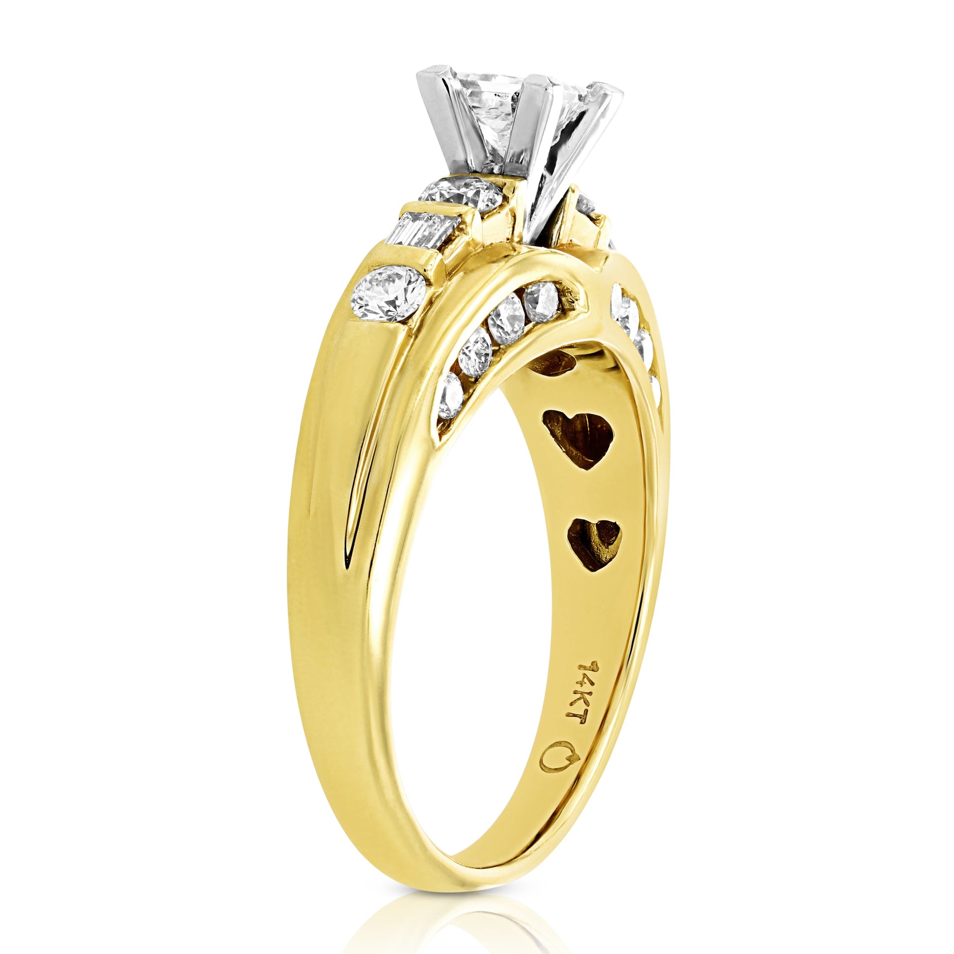 1 cttw Diamond Engagement Ring 14K Yellow Gold Princess Cut Bridal