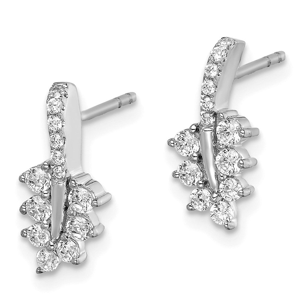14K White Gold 3/8 CT Lab Grown Diamond Leaf Stud Earrings VS Clarity G-H Color