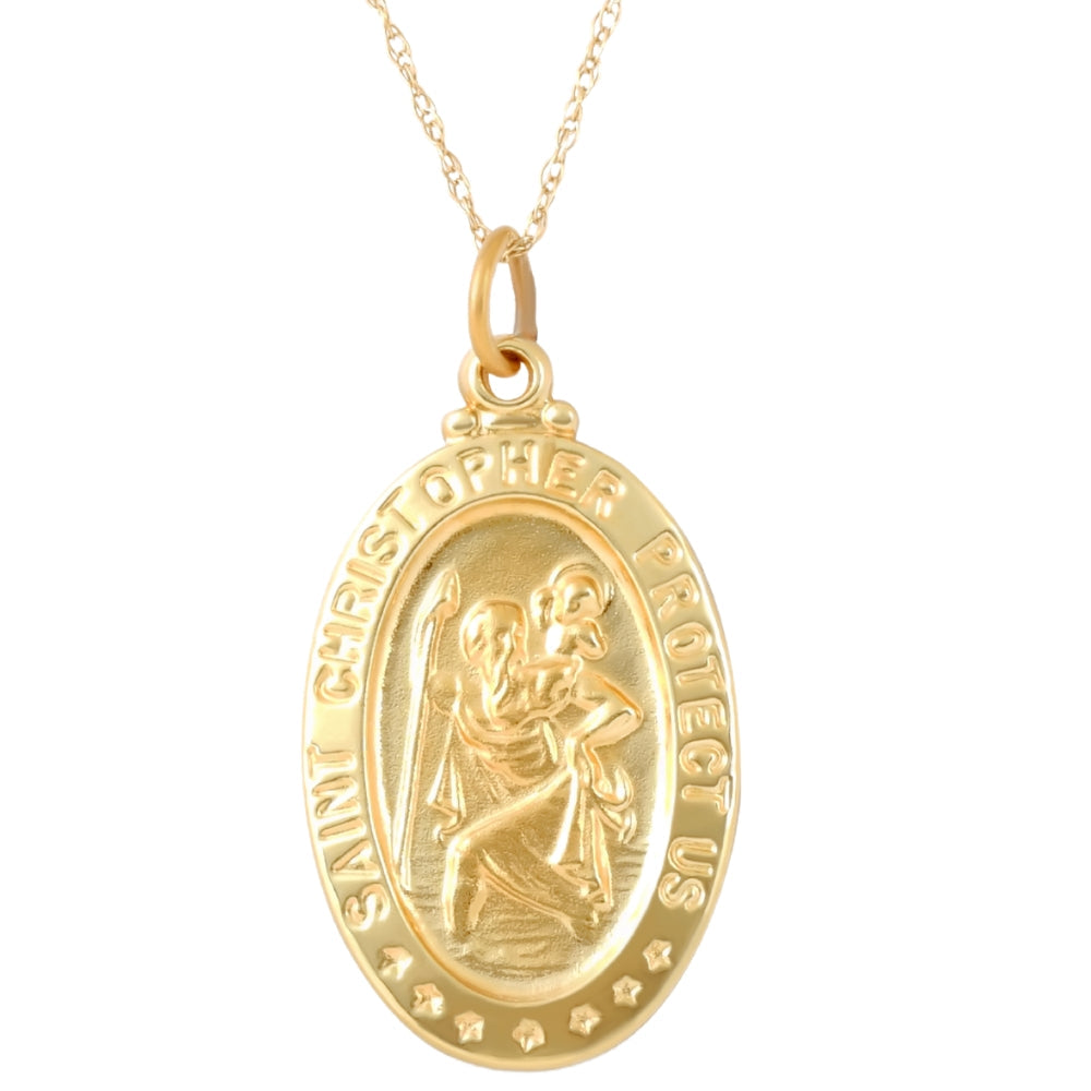 14k Yellow Gold St. Christopher Medal Pendant 1' Tall 2.5 Grams
