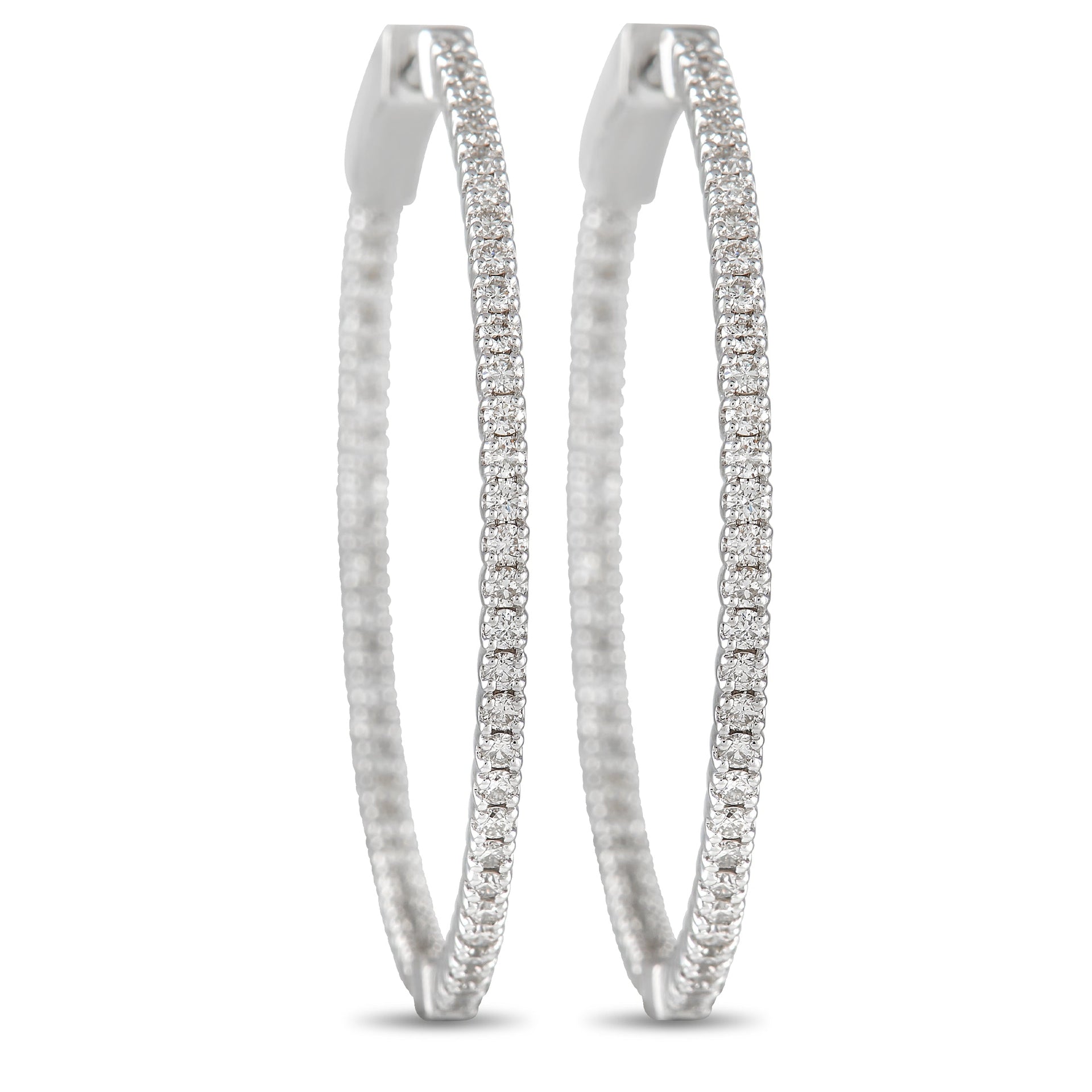 LB Exclusive 14K White Gold 1.34ct Diamond Inside-Out Hoop Earrings