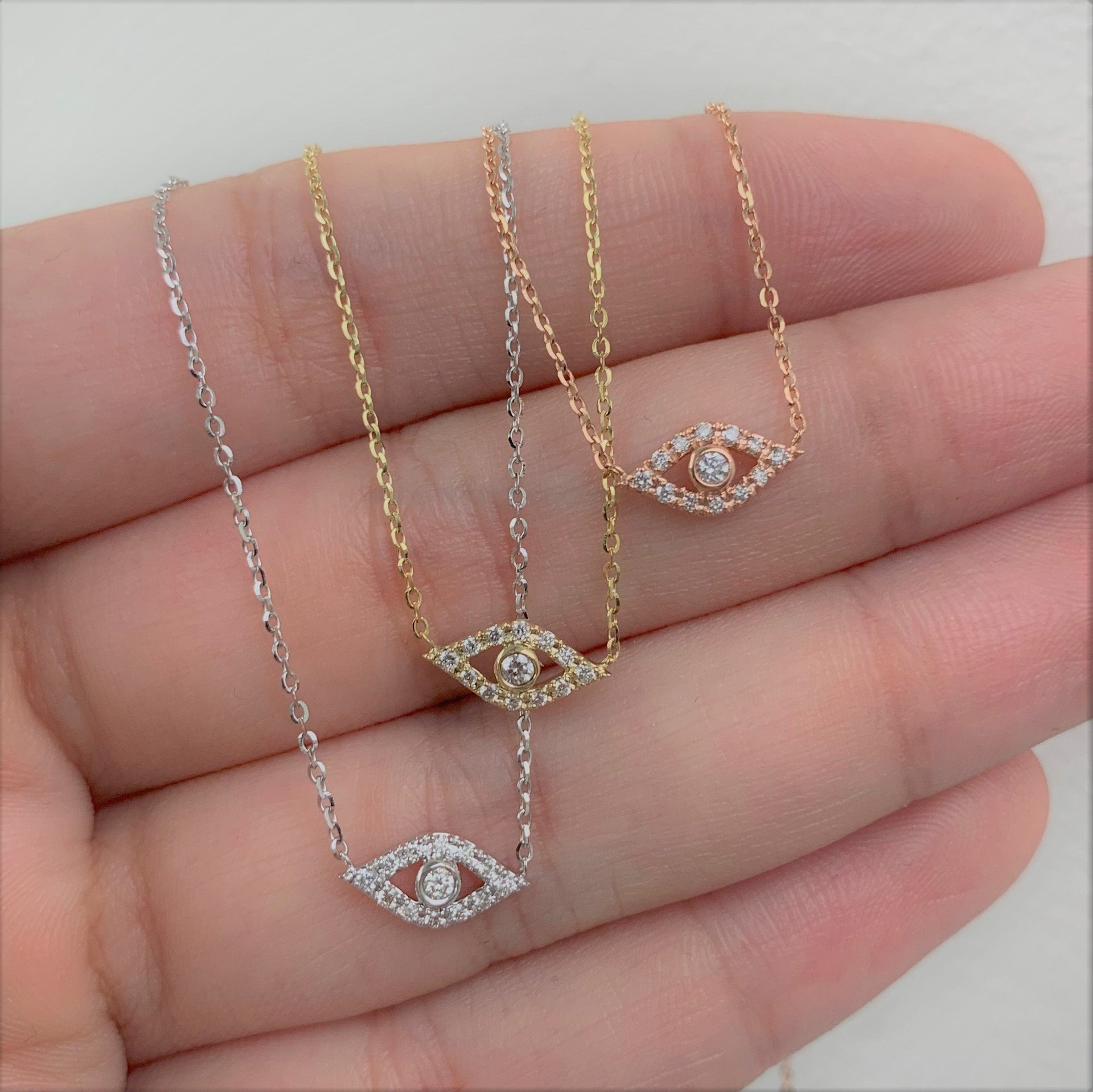 14k Gold & Diamond Evil Eye Necklace