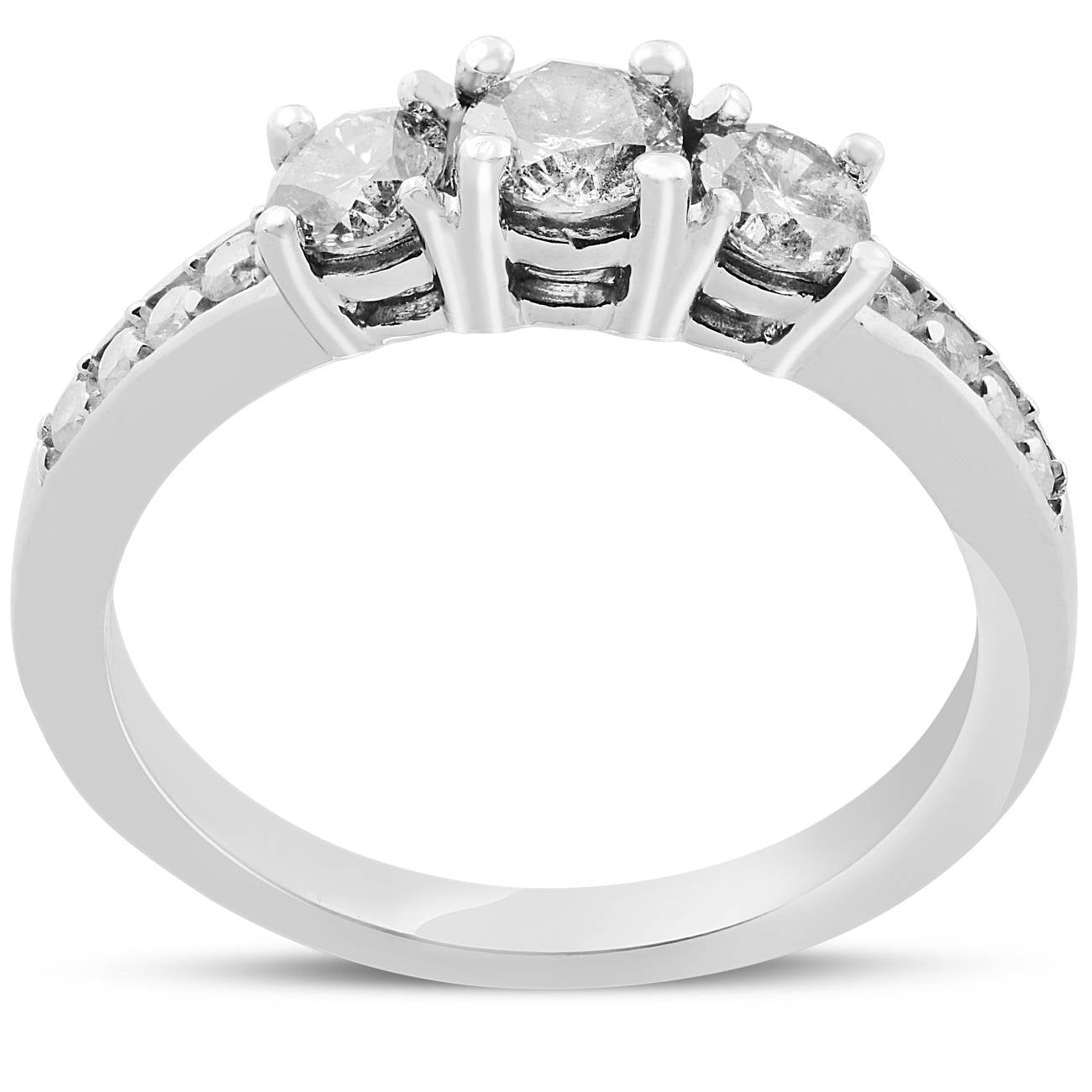 1ct 3-stone Diamond Engagement Ring 14K White Gold