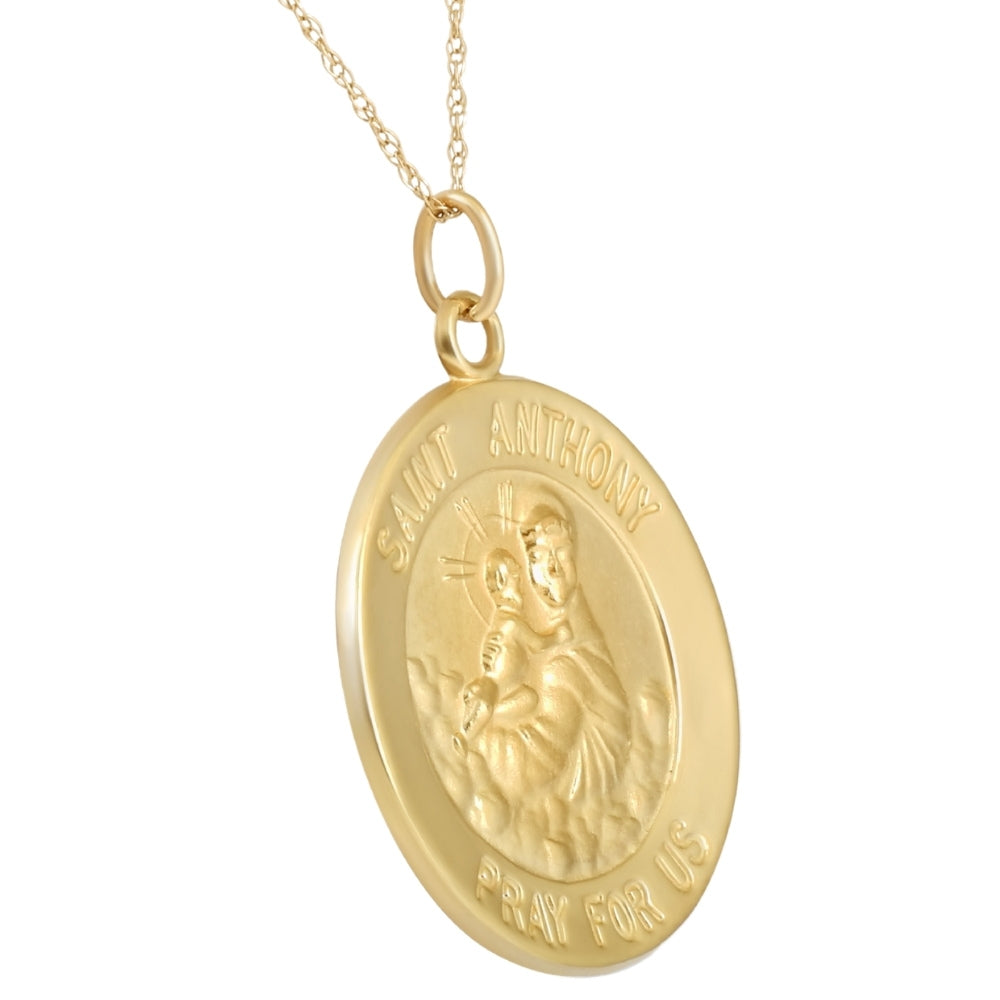 14k Yellow Gold St. Anthony Medal Pendant .5' Tall 1.5 Grams