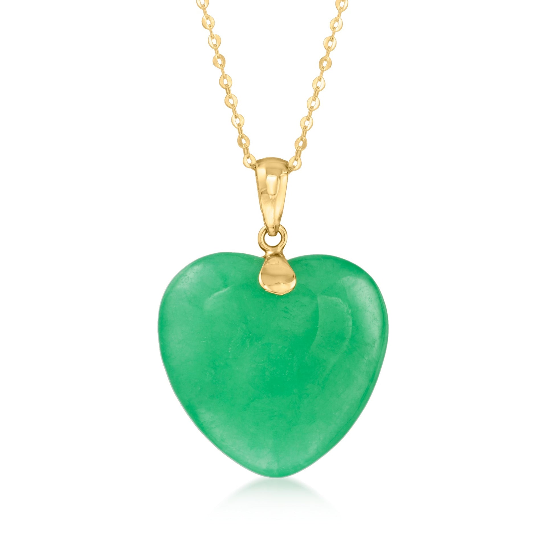 Canaria Fine Jewelry Jade Heart Pendant Necklace in 10kt Yellow Gold