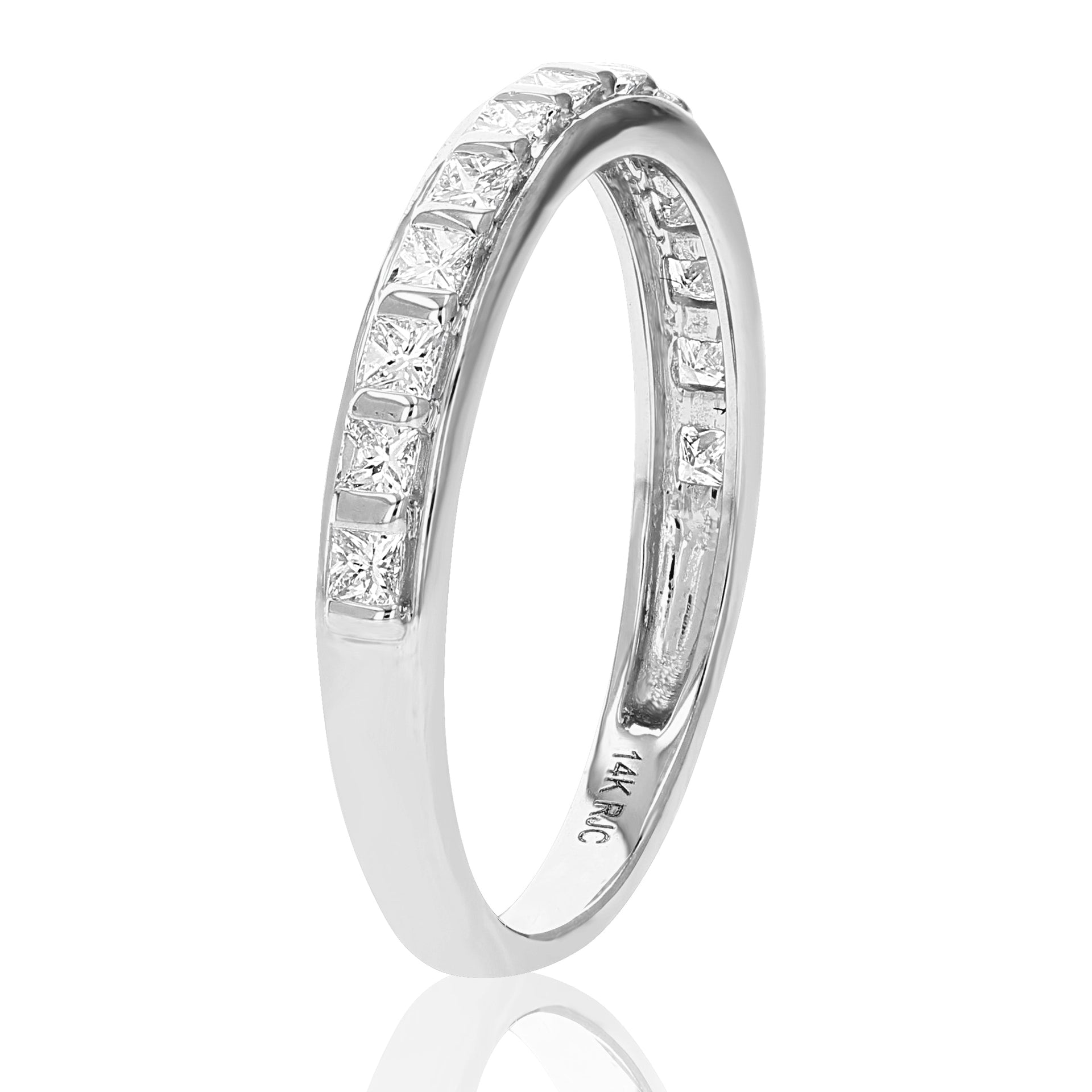 1/2 cttw Princess Cut Diamond Wedding Band 14K White Gold 13 Stones Channel Set