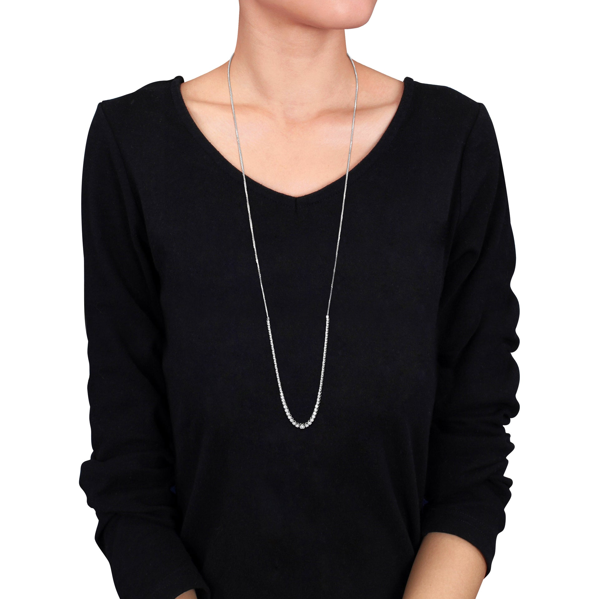 Created Forever 2 CT TW Lab-Grown Diamond Necklace 14k White Gold-33.5 in