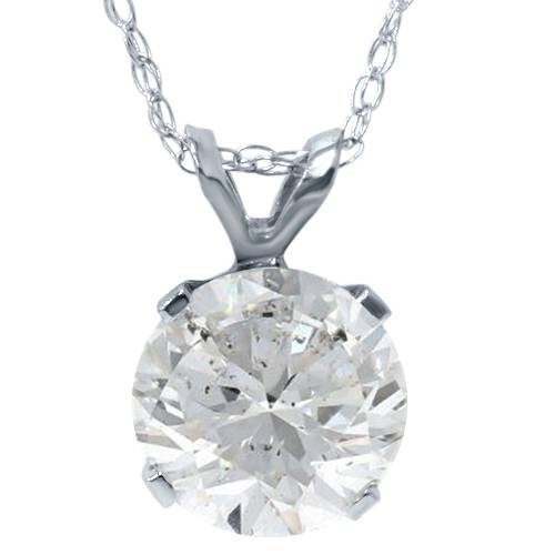 1 1/2ct Solitaire Diamond Pendant Necklace & 18' Chain Round Cut