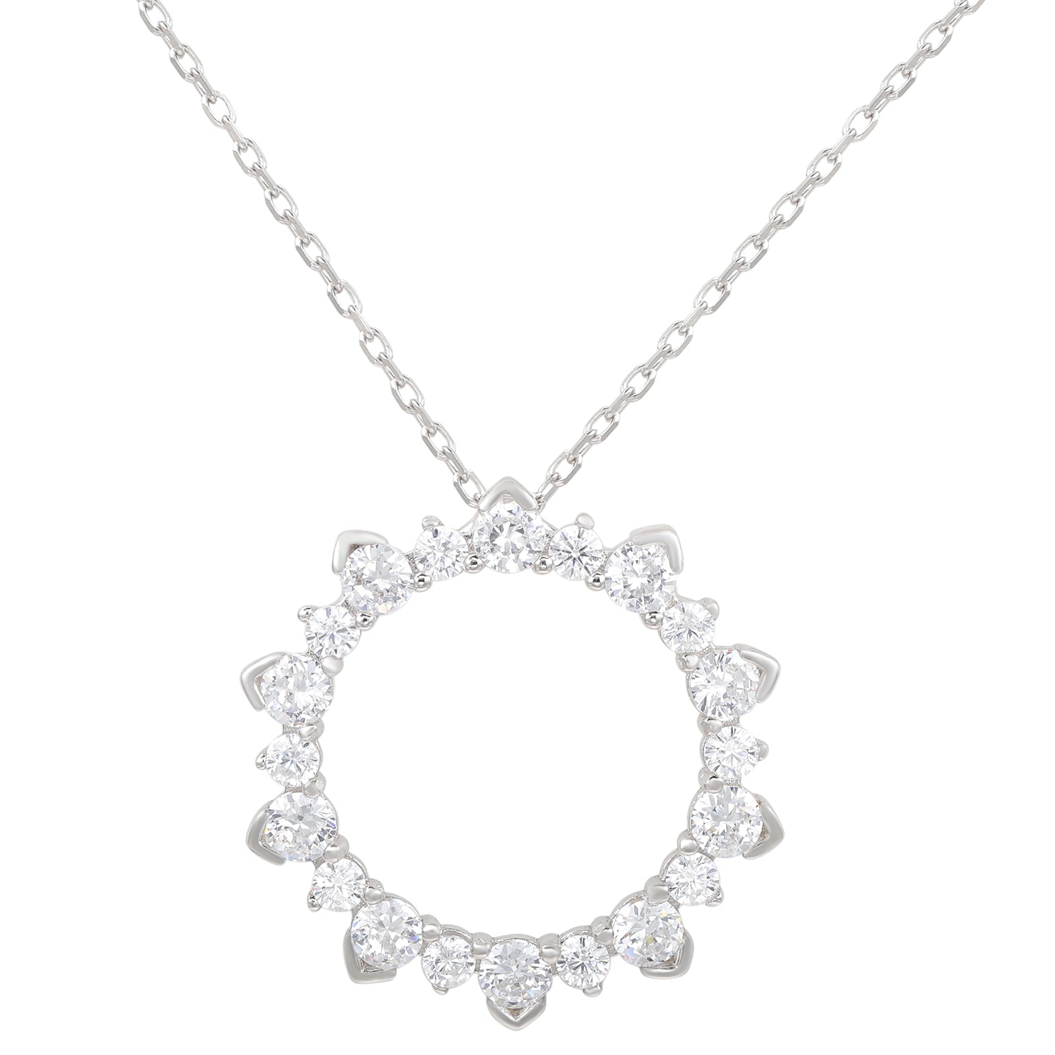 Suzy Levian Sterling Silver Cubic Zirconia Circle Pendant