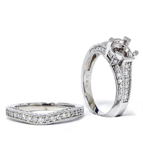 1/2ct Vintage Heirloom Diamond Ring Set 14K White Gold