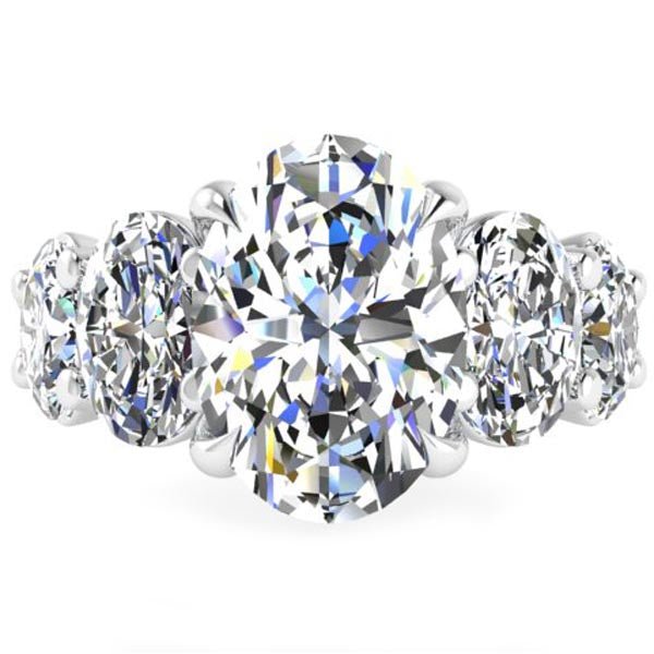 BGLG Holmby 5.5 Carat Oval Lab-Grown Diamond Engagement Ring with Large Graduating Side Lab-Diamonds
