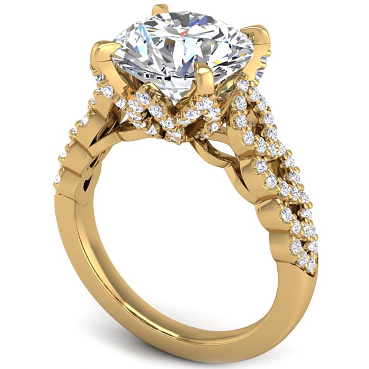 BGLG Whitney II 4.59 Carat Round Lab-Grown Diamond Engagement Ring with Marquise Shaped Details