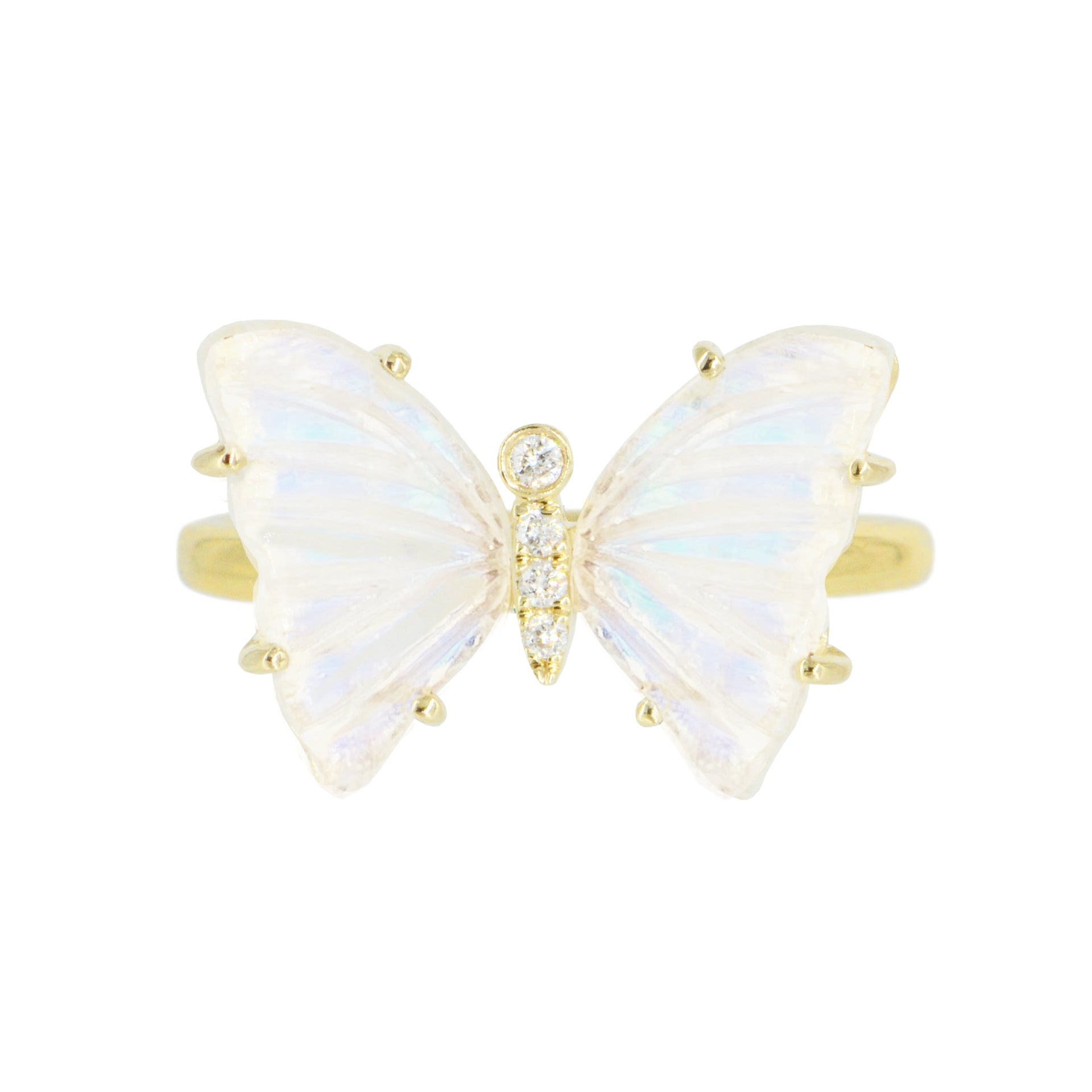 Moonstone Butterfly Ring With Diamonds