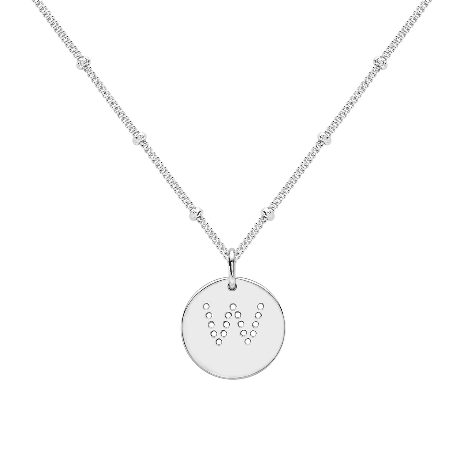 Silver Alphabet W Necklace