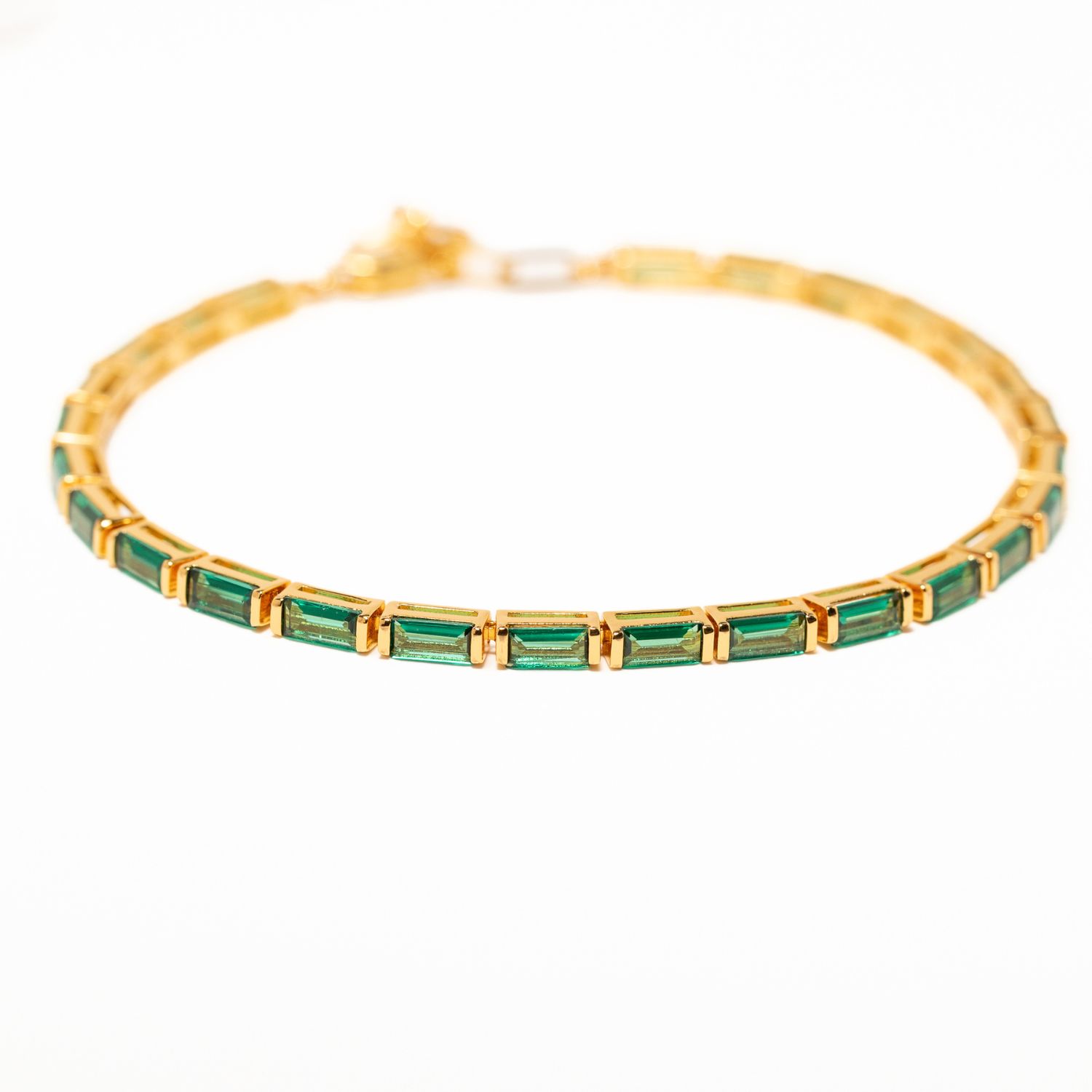 Bianca Baguette Emerald Tennis Bracelet