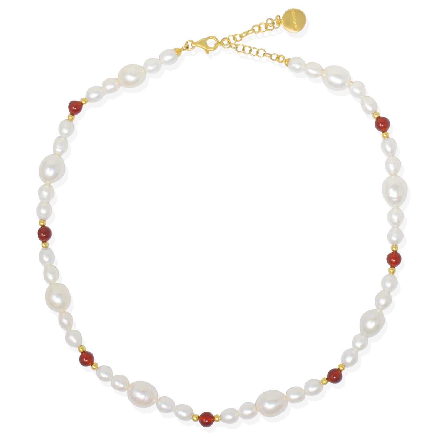 Bianca Gold-Plated Pearl And Carnelian Necklace