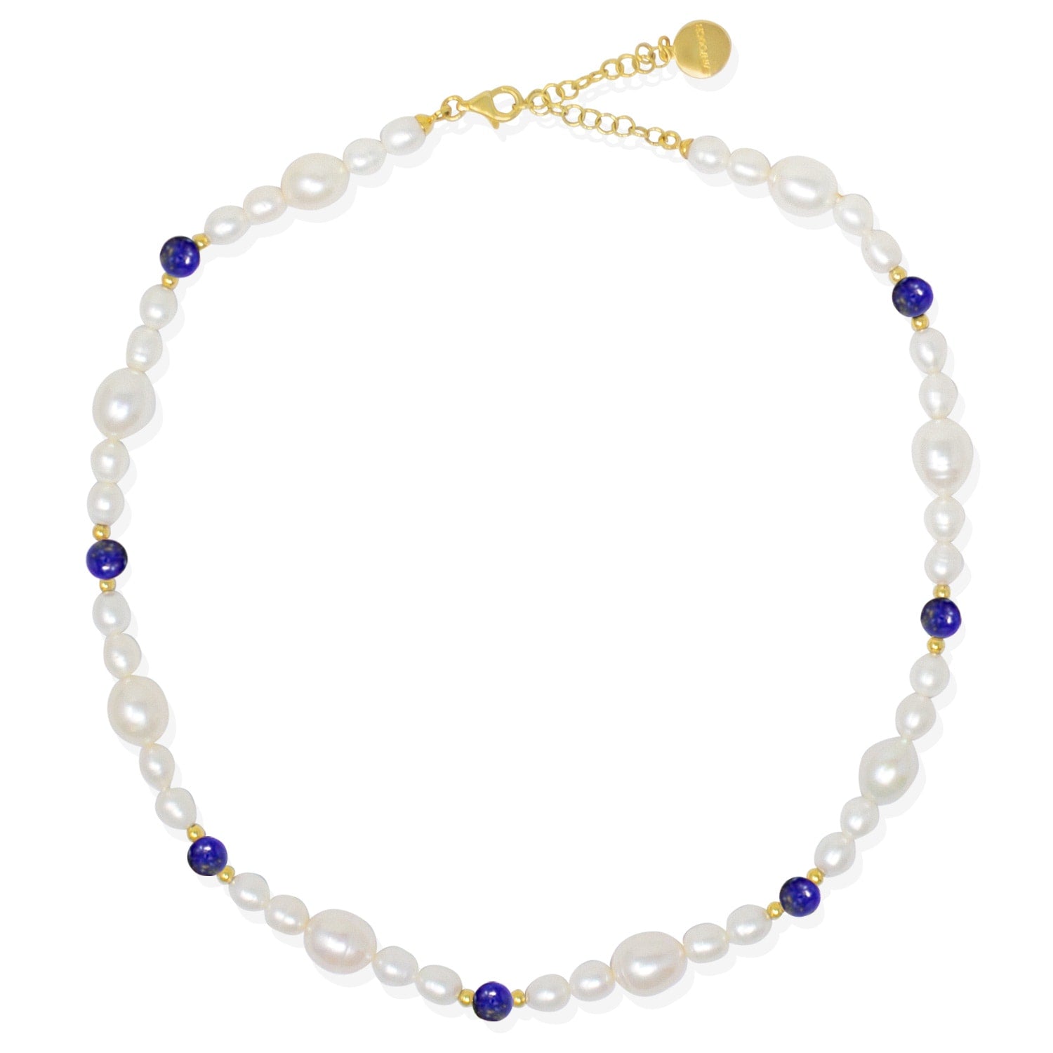 Bianca Gold-Plated Pearl And Lapis Necklace